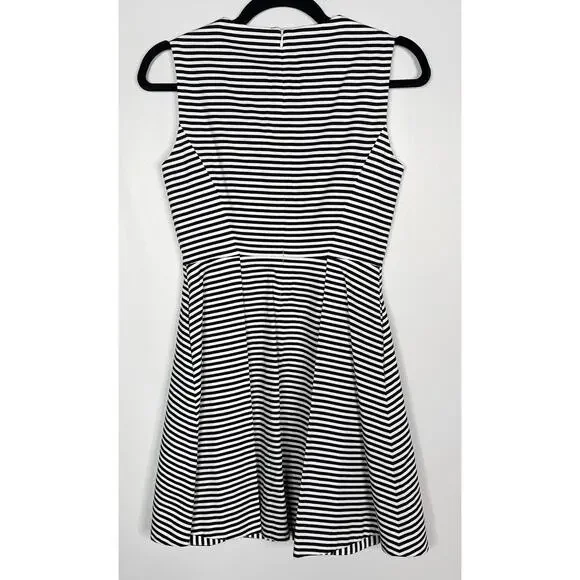 Kate Spade Saturday 00 Black White Pencil Striped Let Loose Fit and Flare Dress - Picture 2 of 13